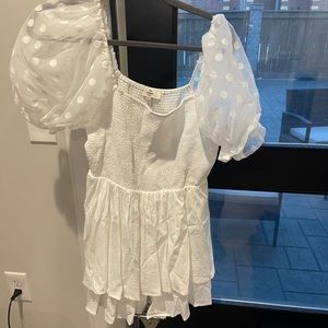 White romper with polka dot sleeves never worn!